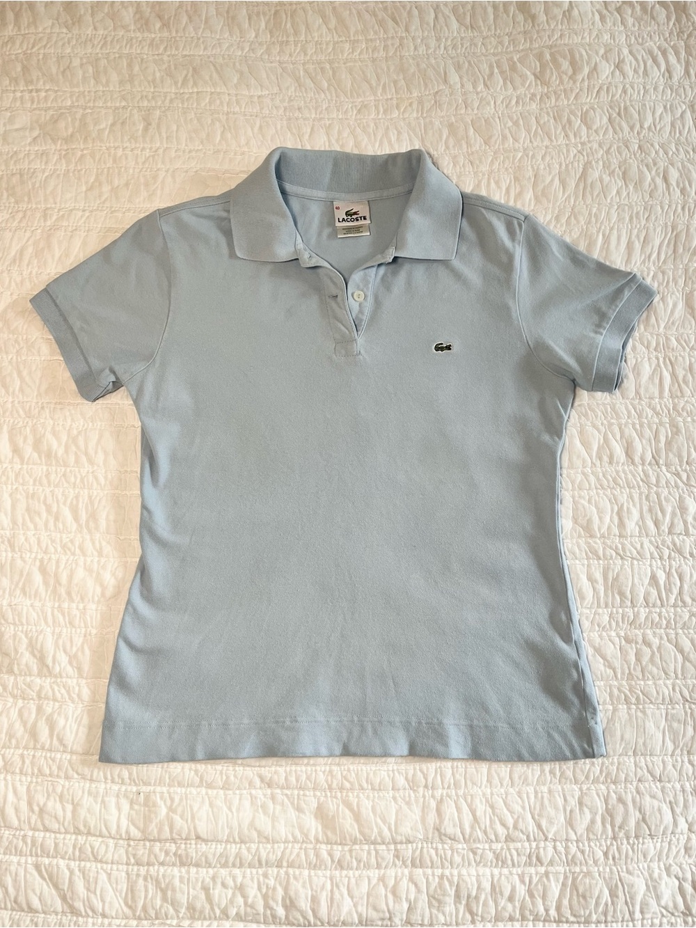 Lacoste Women’s Classic Pique Cotton Polo Shirt Light Blue Size 40 / US 8
